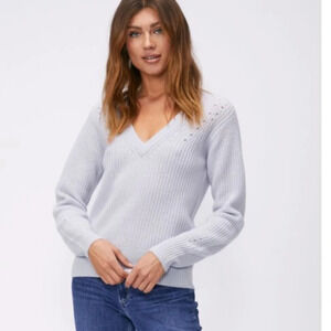 PAIGE Kamila Cashmere Sweater in Ice Bleu Size S 244586. Nwt